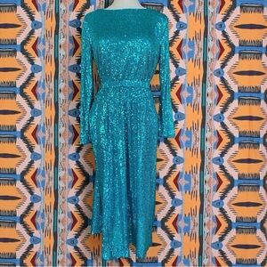 Maggie London Teal Sequin Dress